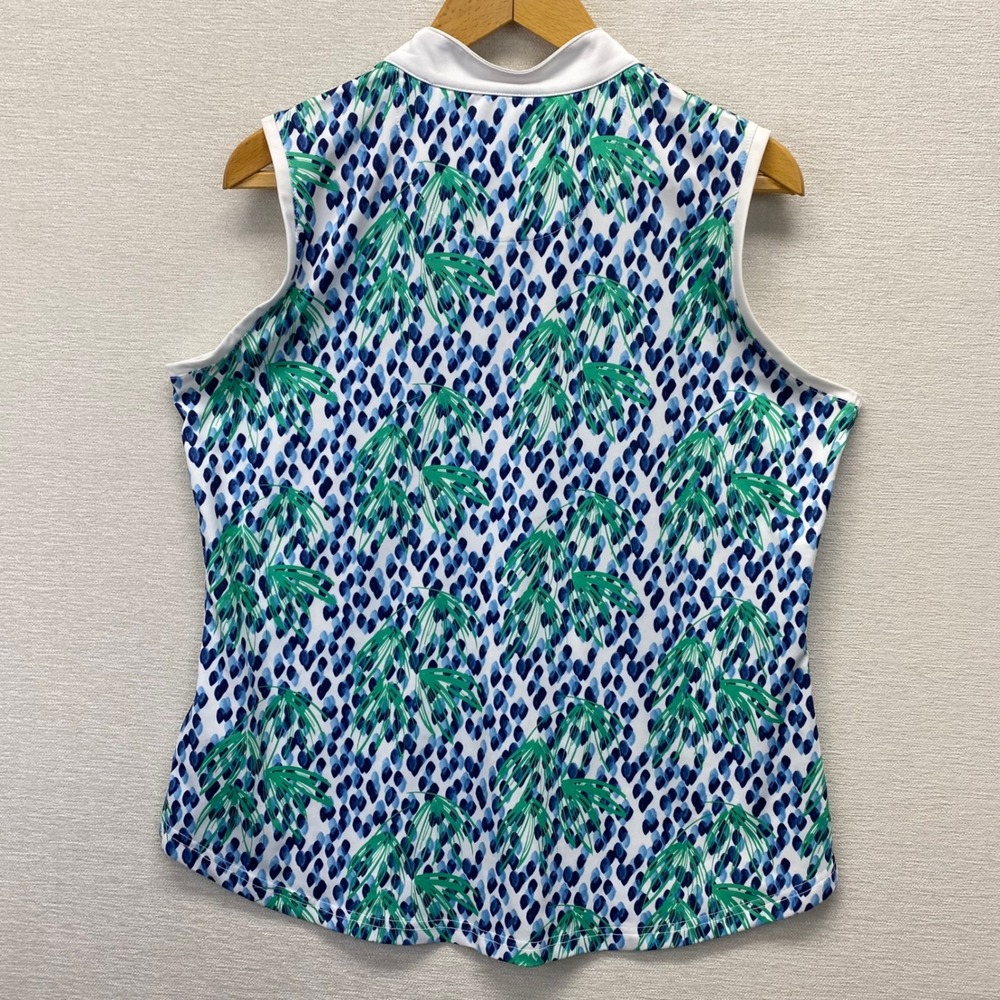 Pebble Beach Dry-Luxe Performance Golf Top Womens XL Blue Green Tropical 1/4 Zip - Picture 10 of 11